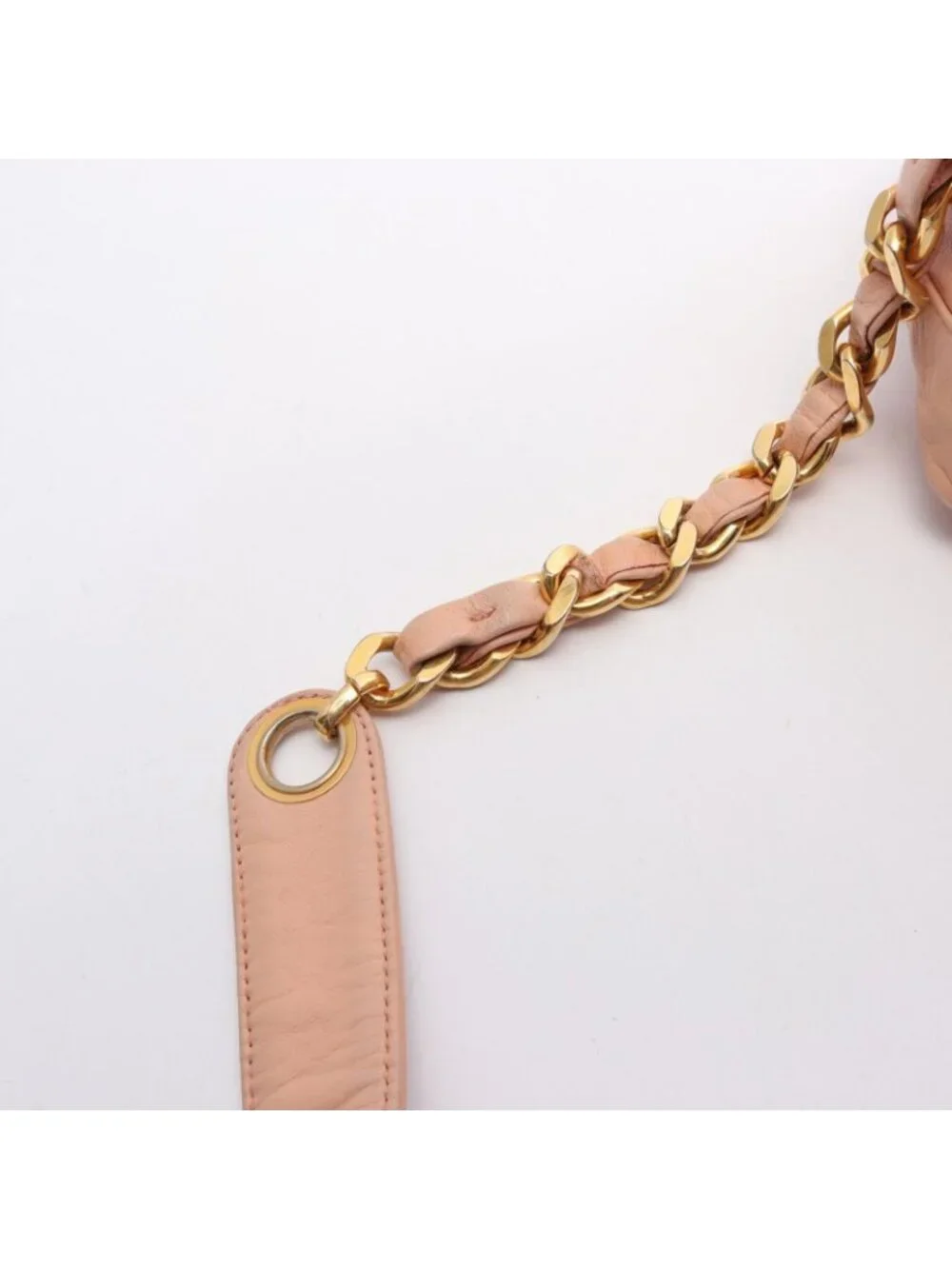 Chanel Shoulder Bag CC Logo Drawstring Light Pink Lambskin CC